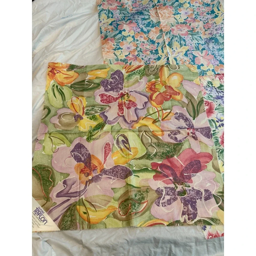 Lot of 3‎ Vintage Flowers abstract 90s look style Fabric 25